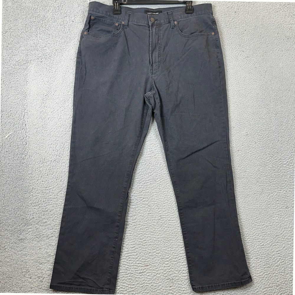 Lucky Brand Jeans Mens 36X30 223 Straight Dark Grey Stretch 5-Pocket Denim EUC